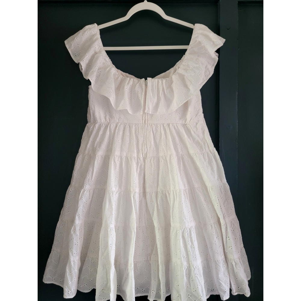 Lilly Pulitzer White Cotton Emie Babydoll Eyelet Tiered Ruffle Mini Dress Sze 10 - Picture 6 of 13